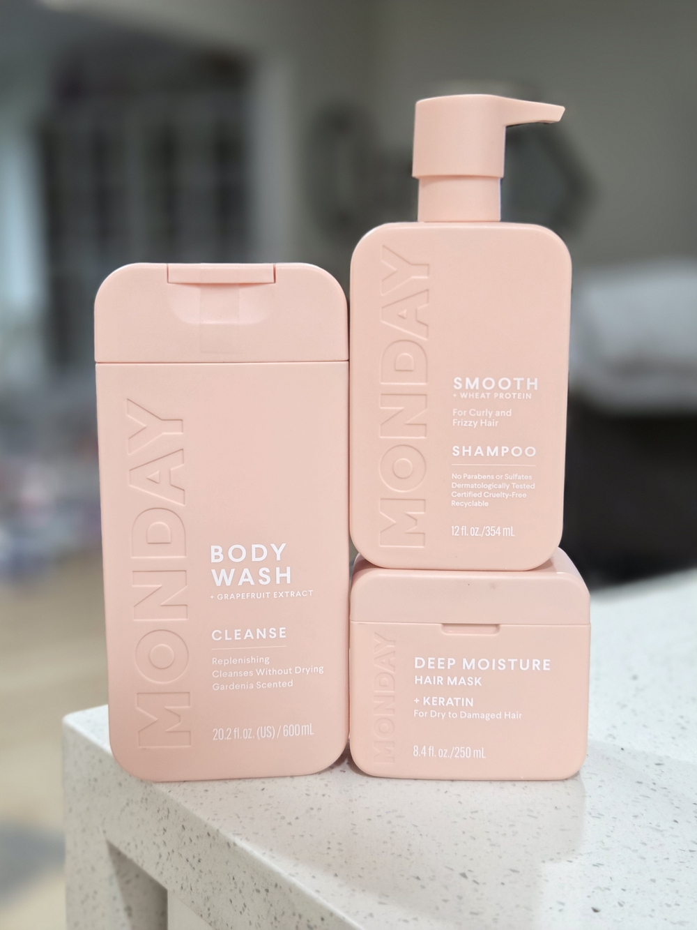 Monday Pink Smooth Shampoo/Conditioner & Body Wash Trio
